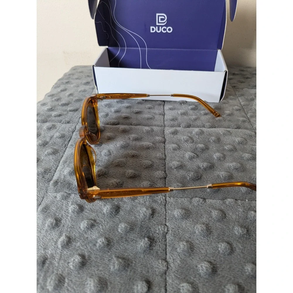 DUCO Round Classic Polarized Sunglasses With Brown Frames Black Lens‎